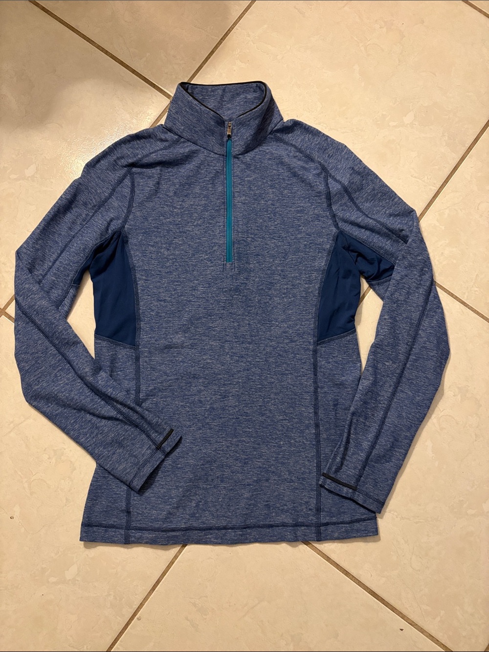 lululemon athletica Men's Heathered Blue Half-Zip Pullover